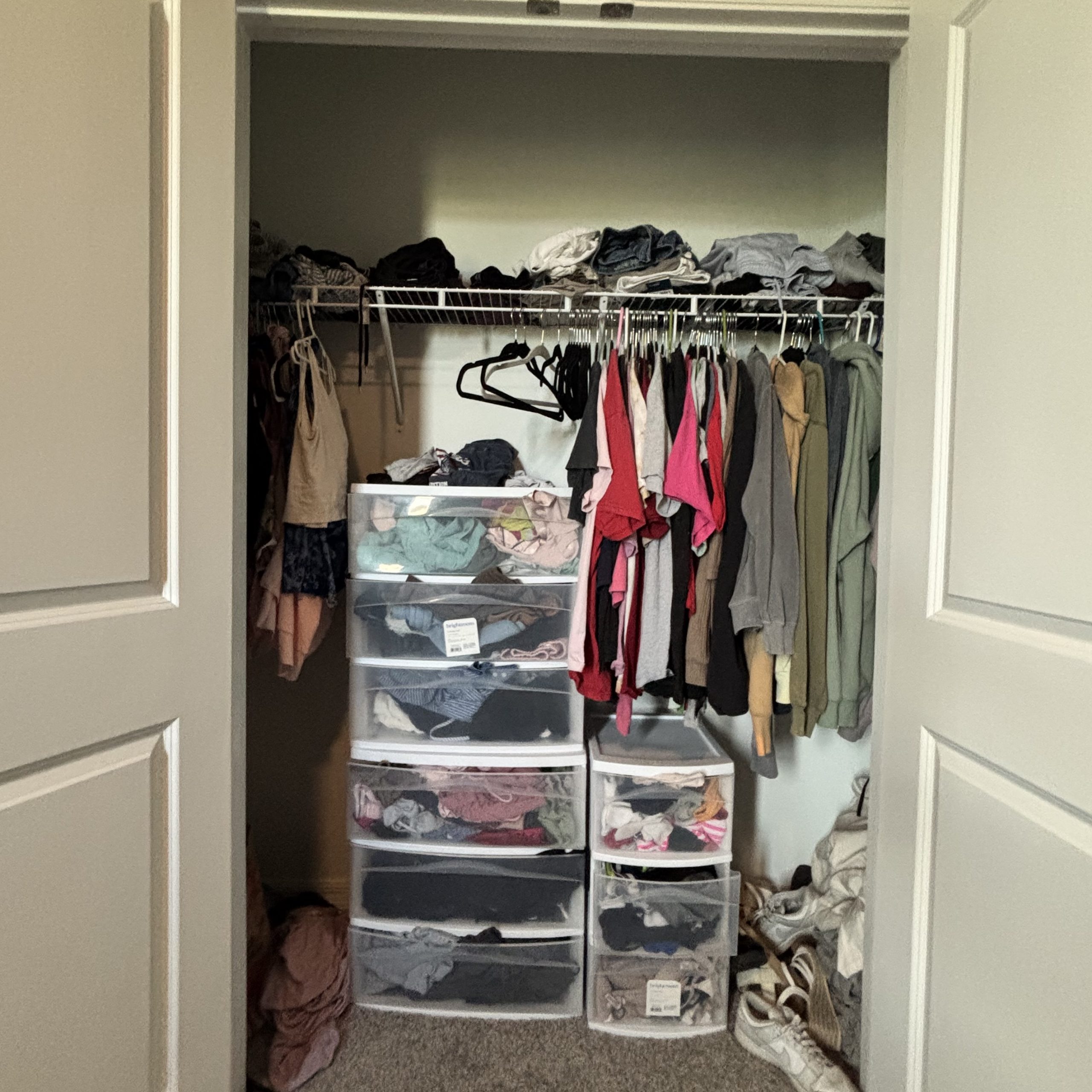 Crafty Closets Example Cluttered Reach-In Closet