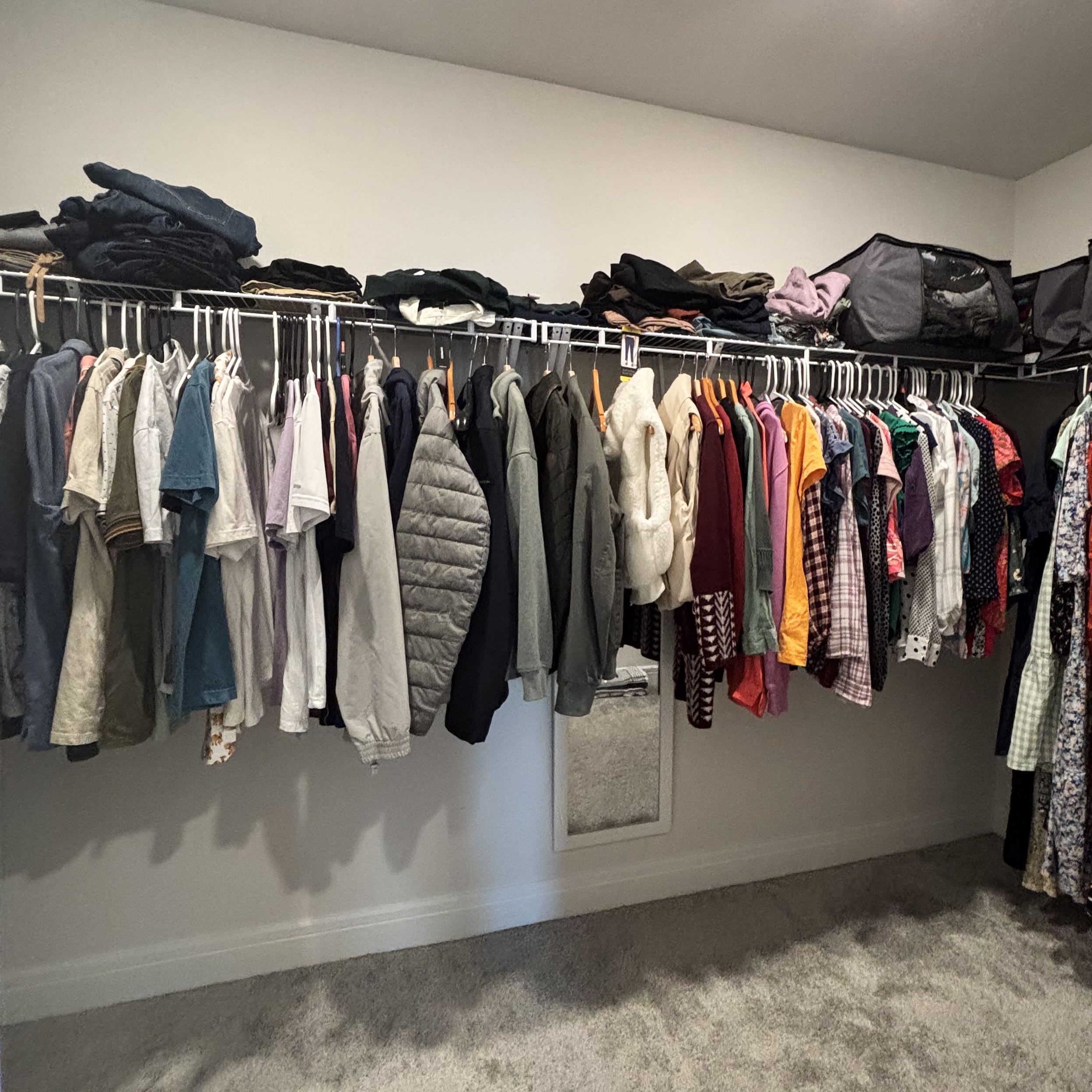 Walk-in closet with limited hanging space