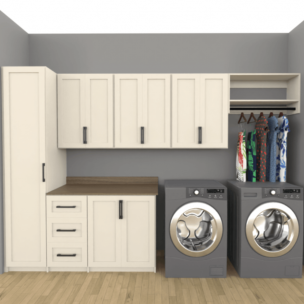 Laundry Storage 3D Design Crafty Closets - Beige Shaker