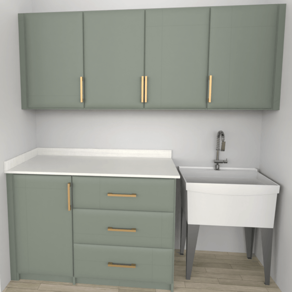 Laundry Storage 3D Design Crafty Closets - Green Bevel