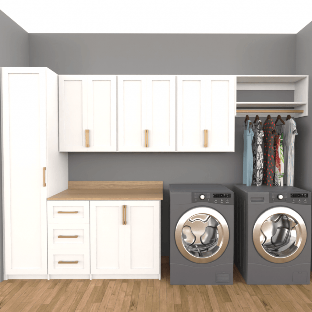 Laundry Storage 3D Design Crafty Closets - White Shaker