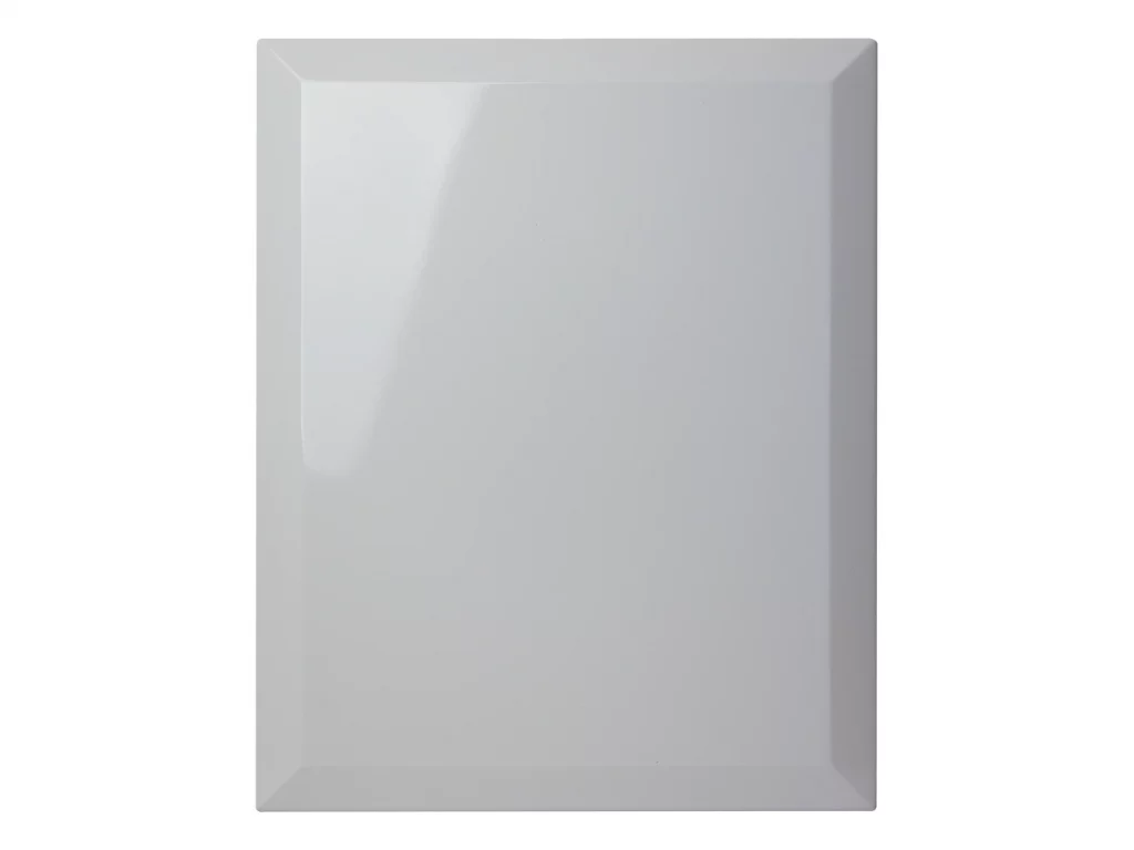 Bevel edge door and drawer front style for custom storage cabinetry