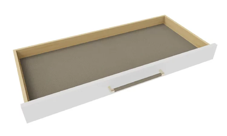 Contour faux leather liner for a custom storage drawer
