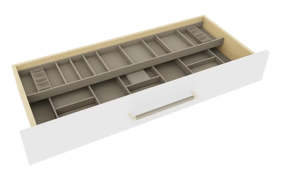 Contour top tray for layered drawer organization