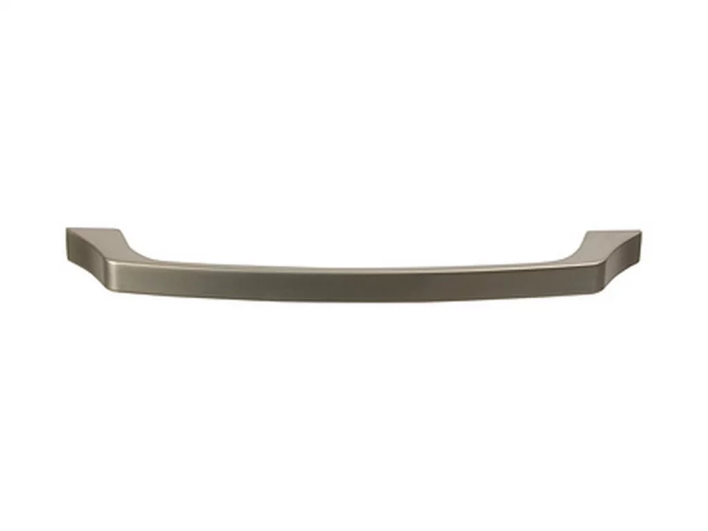 Matte nickel arched TAG handle for custom storage cabinetry