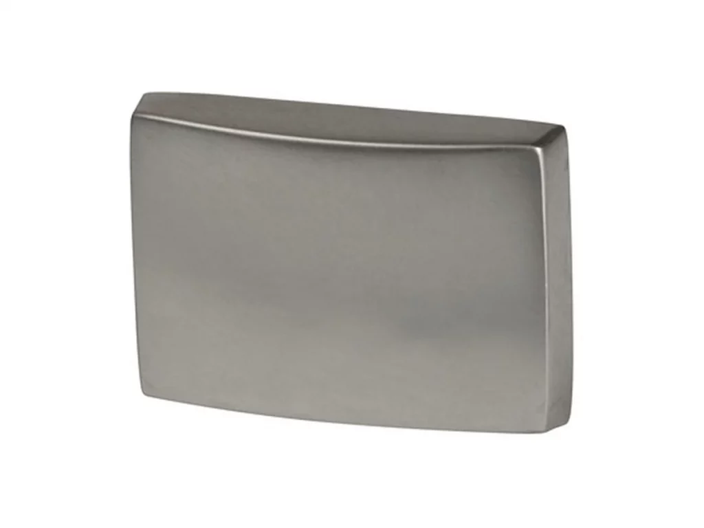 Matte nickel TAG Modern square knob for custom storage cabinetry