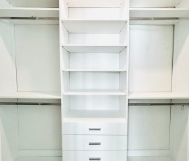 Custom walk-in closet project with drawers, shoe fence in San Antonio, Florida. Custom walk-in closet with drawers, shoe fence in San Antonio, Florida.
