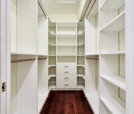 Custom walk-in closet project with drawers, corner shelves in Land O' Lakes, Florida. Custom walk-in closet with drawers, corner shelves in Land O' Lakes, Florida.