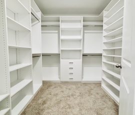 Custom walk-in closet project with drawers in Dade City, Florida. Custom walk-in closet with drawers in Dade City, Florida.