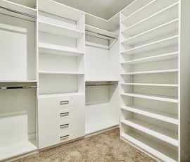Custom walk-in closet project with drawers in Dade City, Florida. Custom walk-in closet with drawers in Dade City, Florida.